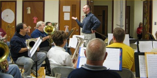 Picture of Nigel Horne rehearsing with the Benfield Band